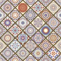 Seamless colorful patchwork in turkish style. Hand drawn background. Azulejos tiles patchwork. Portuguese and Spain decor. Islam Royalty Free Stock Photo